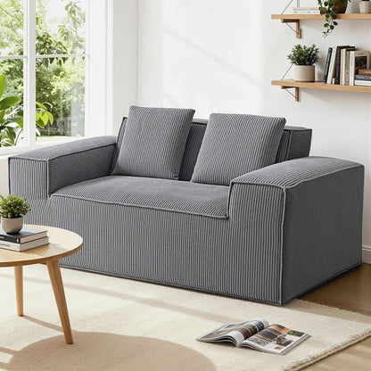 Artiss 2 Seater Sofa Loveseat Sofas Bed Couch No Assembly Corduroy Small Couches Apartement SB-COMP-CHA-GY
