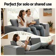 Artiss 2 Seater Sofa Loveseat Sofas Bed Couch No Assembly Corduroy Small Couches Apartement SB-COMP-CHA-GY