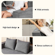 Artiss 2 Seater Sofa Loveseat Sofas Bed Couch No Assembly Corduroy Small Couches Apartement SB-COMP-CHA-GY