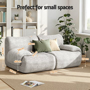 Artiss 2 Seater Sofa Modular Sectional Sofas Couch Bed No Assembly Living Room Grey SB-COMP-FAB-GY-AB