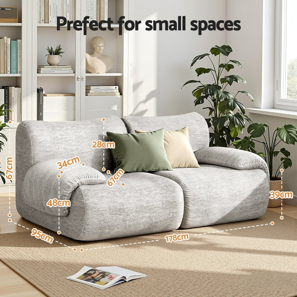 Artiss 2 Seater Sofa Modular Sectional Sofas Couch Bed No Assembly Living Room Grey SB-COMP-FAB-GY-AB