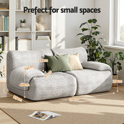 Artiss 2 Seater Sofa Modular Sectional Sofas Couch Bed No Assembly Living Room Grey SB-COMP-FAB-GY-AB