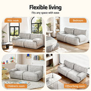 Artiss 2 Seater Sofa Modular Sectional Sofas Couch Bed No Assembly Living Room Grey SB-COMP-FAB-GY-AB