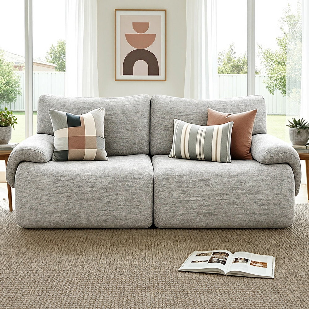 Artiss 2 Seater Sofa Modular Sectional Sofas Couch Bed No Assembly Living Room Grey SB-COMP-FAB-GY-AB