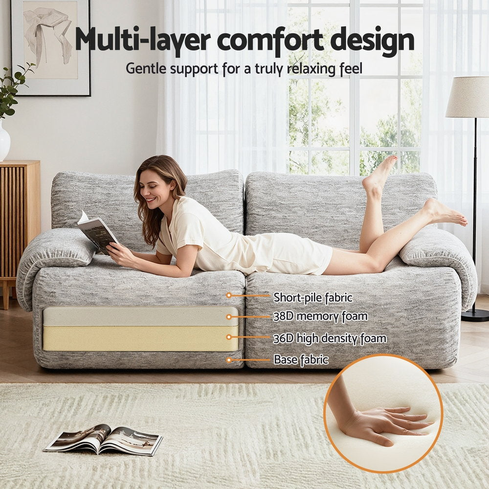 Artiss 2 Seater Sofa Modular Sectional Sofas Couch Bed No Assembly Living Room Grey SB-COMP-FAB-GY-AB