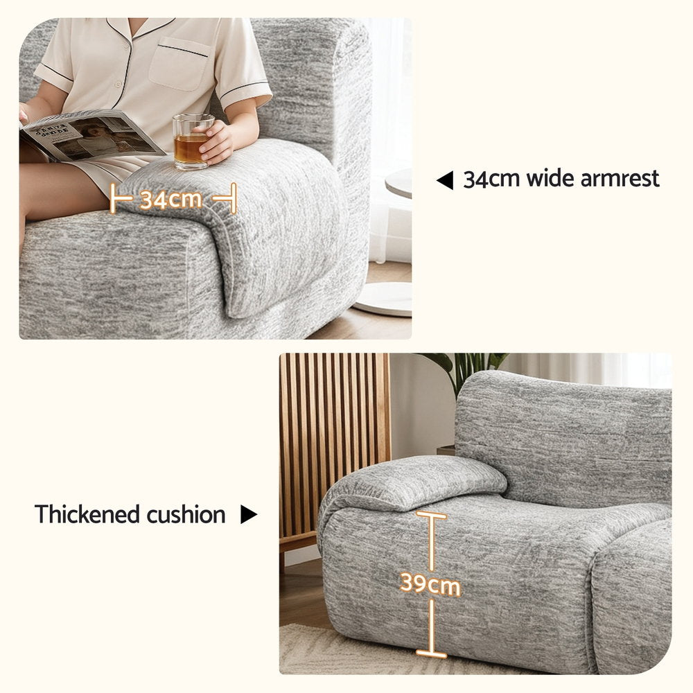 Artiss 2 Seater Sofa Modular Sectional Sofas Couch Bed No Assembly Living Room Grey SB-COMP-FAB-GY-AB