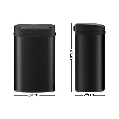 Devanti 50L Sensor Bin Motion Rubbish Automatic Black SB-D-50-BK
