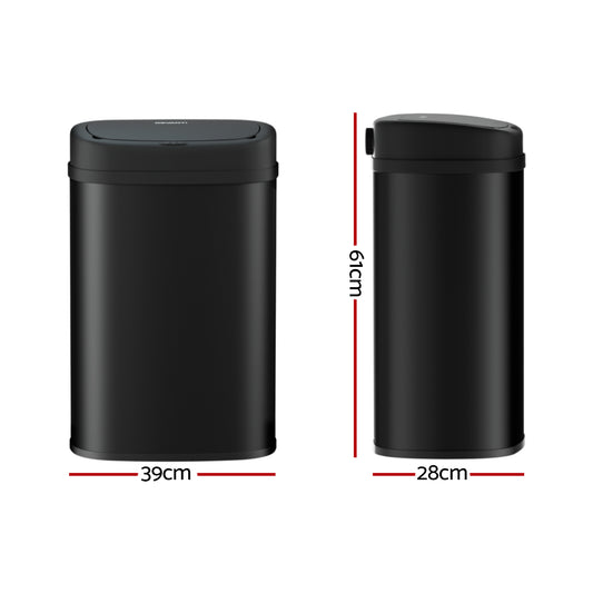 Devanti 50L Sensor Bin Motion Rubbish Automatic Black SB-D-50-BK