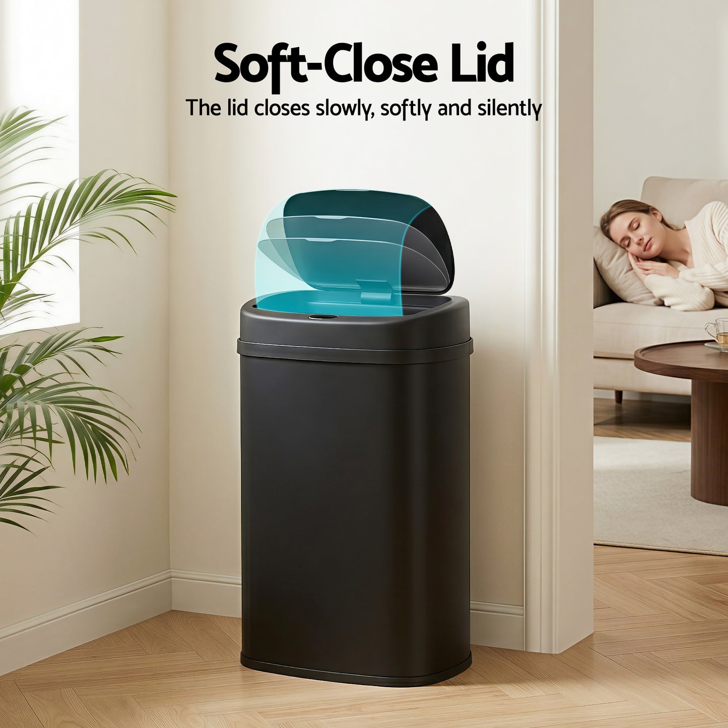 Devanti 50L Sensor Bin Motion Rubbish Automatic Black SB-D-50-BK