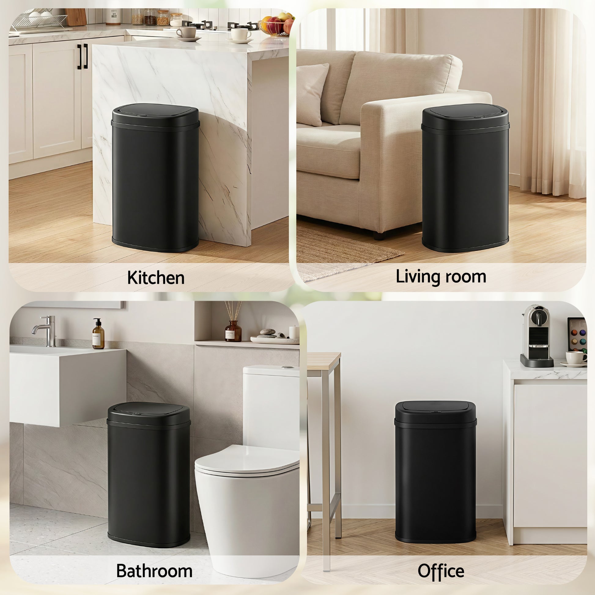 Devanti 50L Sensor Bin Motion Rubbish Automatic Black SB-D-50-BK