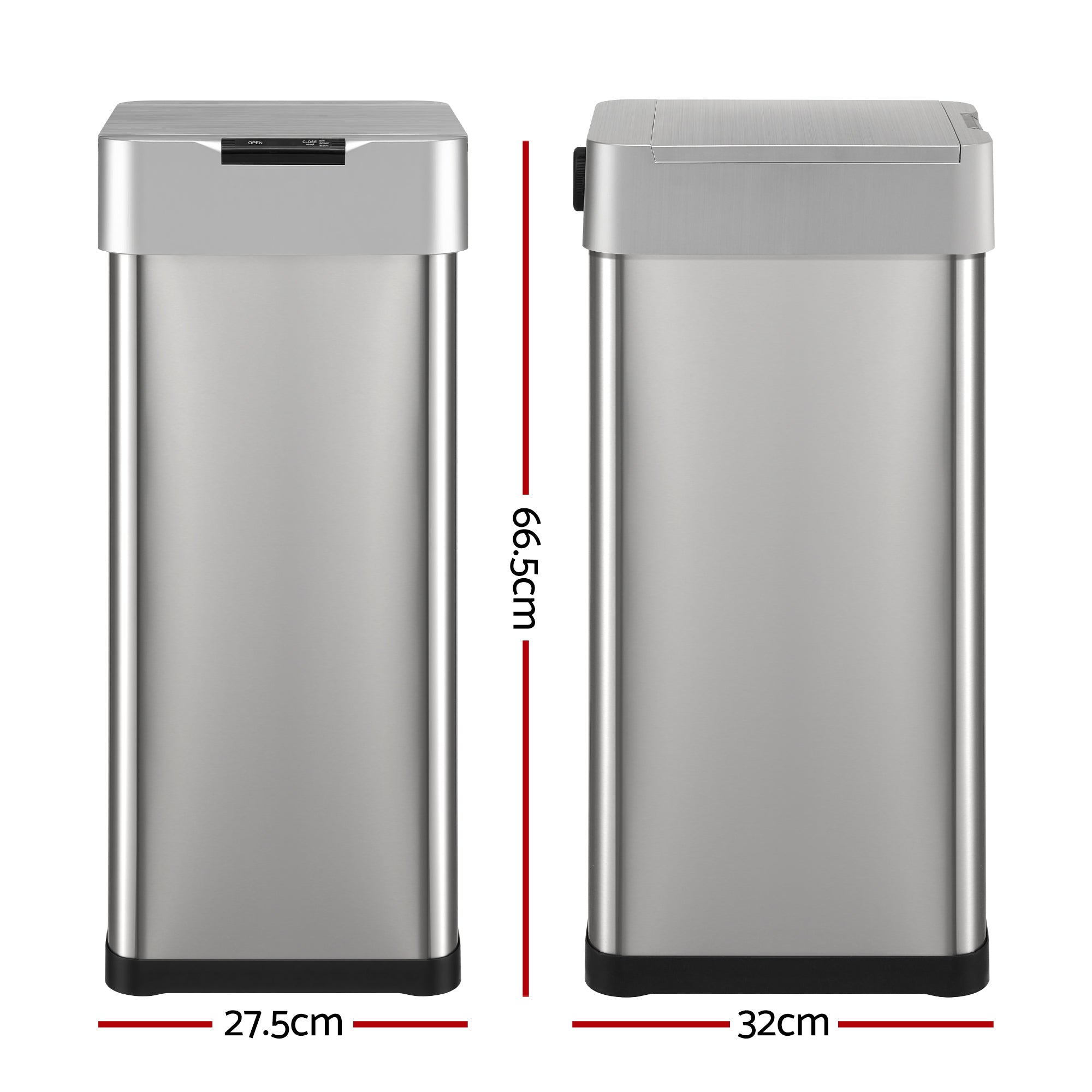 Devanti 50L Motion Sensor Bin Rubbish Bins Kitchen Automatic Trash Can Silver SB-D-50-K250-SI