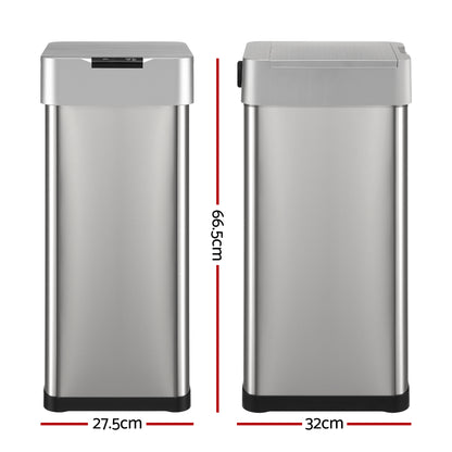 Devanti 50L Motion Sensor Bin Rubbish Bins Kitchen Automatic Trash Can Silver SB-D-50-K250-SI