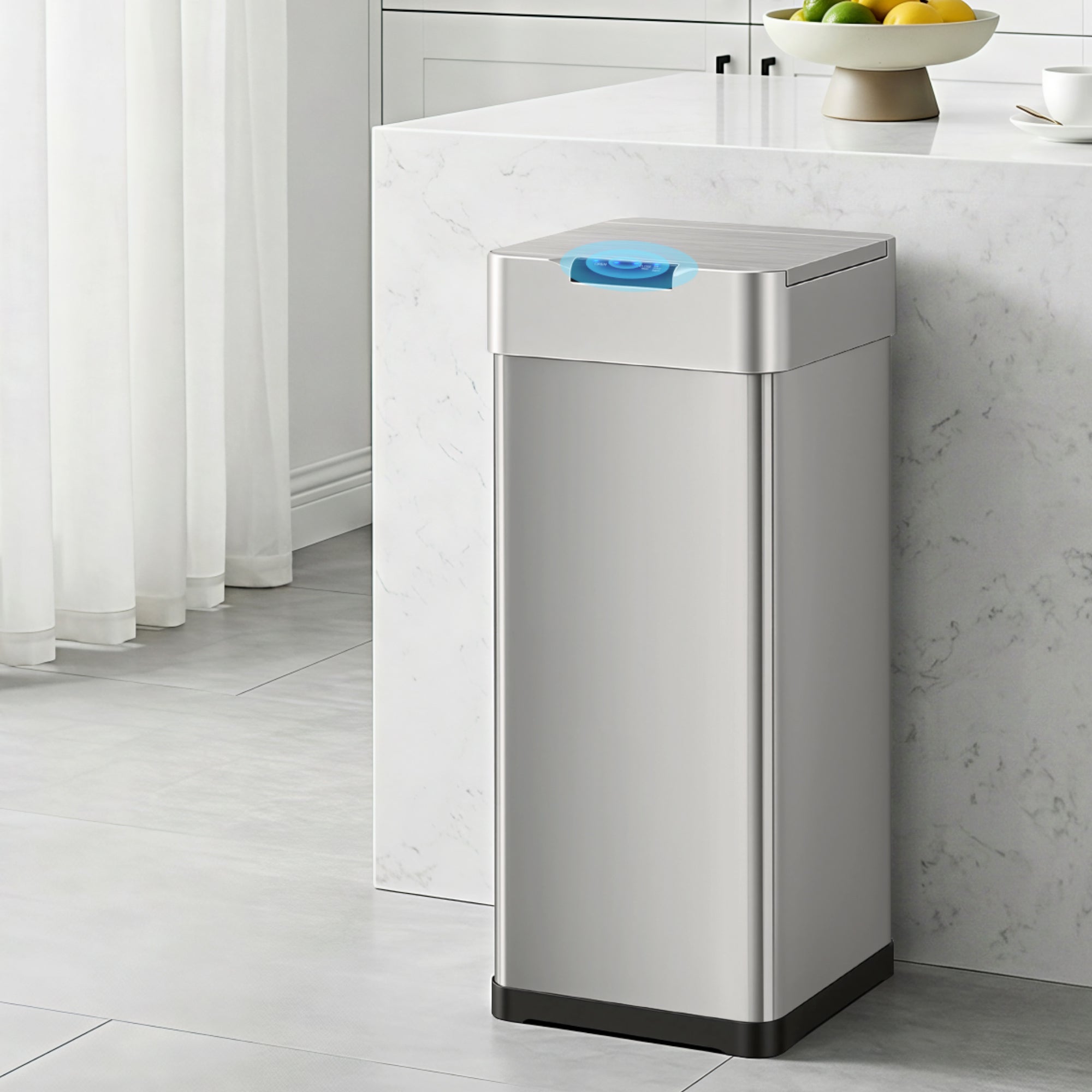 Devanti 50L Motion Sensor Bin Rubbish Bins Kitchen Automatic Trash Can Silver SB-D-50-K250-SI