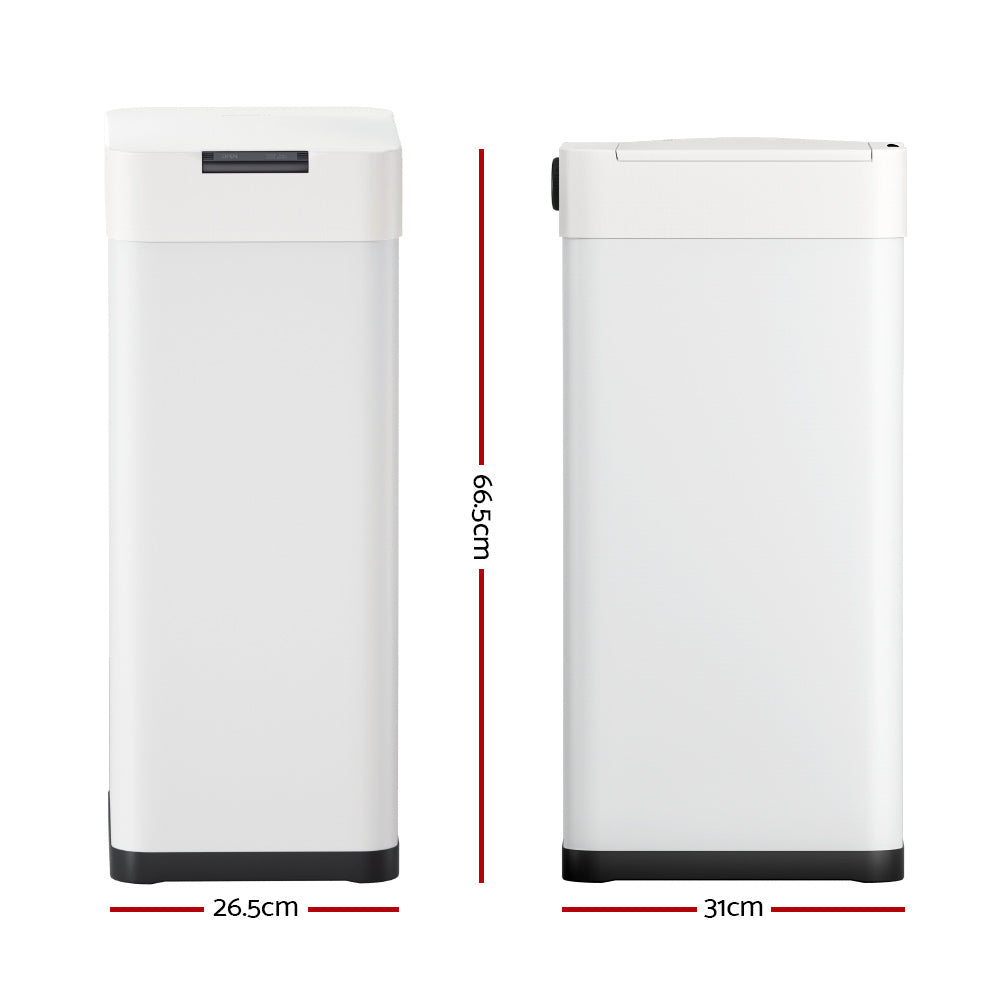 Devanti 50L Sensor Bin Motion Rubbish Bins Kitchen Automatic Trash Can White SB-D-50-K250-WH