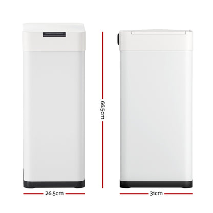 Devanti 50L Sensor Bin Motion Rubbish Bins Kitchen Automatic Trash Can White SB-D-50-K250-WH