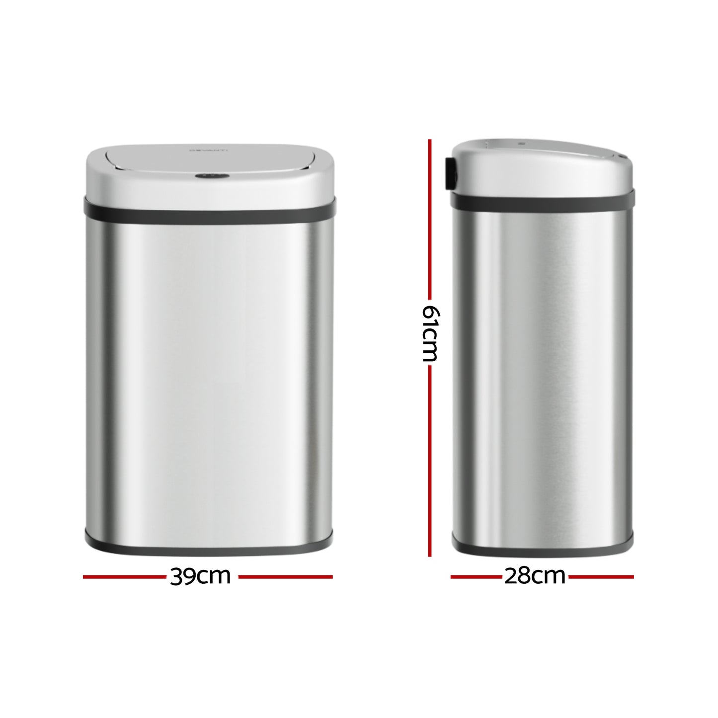 Devanti 50L Sensor Bin Motion Rubbish Automatic Silver SB-D-50-SS