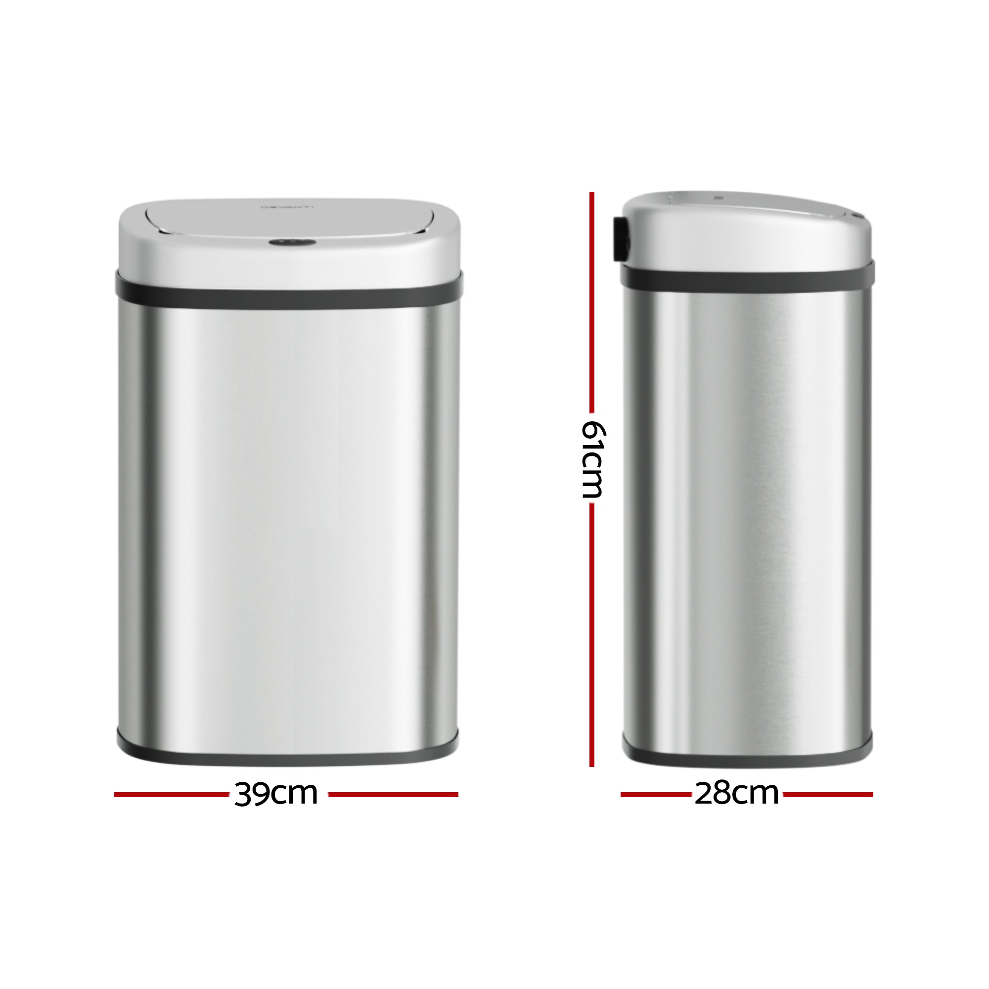 Devanti 50L Sensor Bin Motion Rubbish Automatic Silver