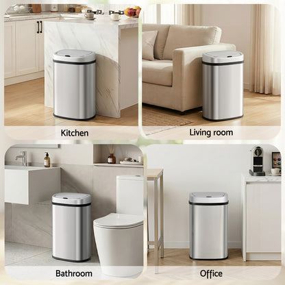 Devanti 50L Sensor Bin Motion Rubbish Automatic Silver SB-D-50-SS