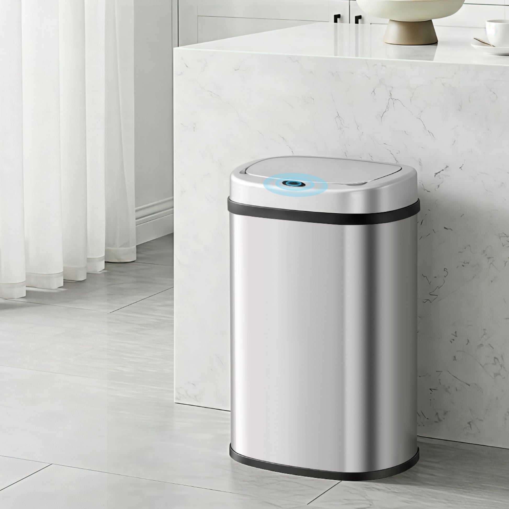 Devanti 50L Sensor Bin Motion Rubbish Automatic Silver SB-D-50-SS