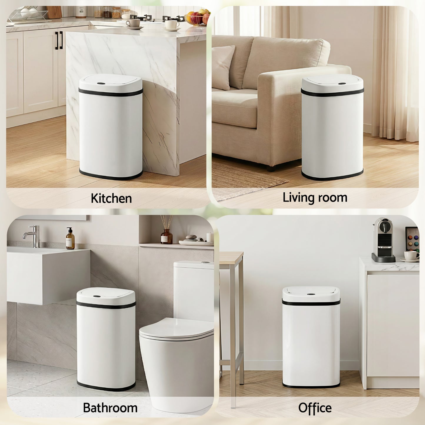 Devanti 50L Sensor Bin Motion Rubbish Automatic White SB-D-50-WH