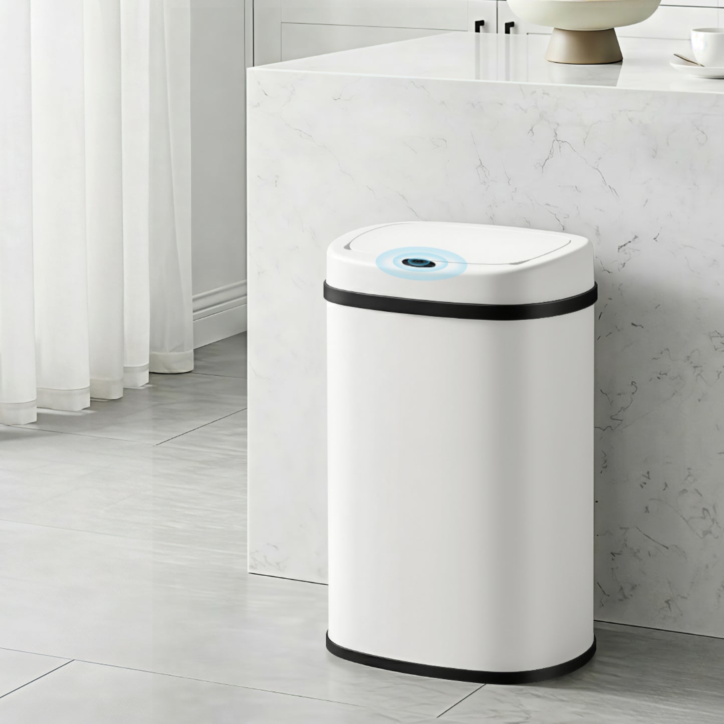 Devanti 50L Sensor Bin Motion Rubbish Automatic White SB-D-50-WH