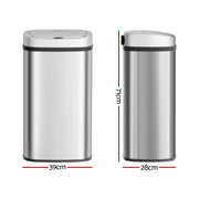 Devanti 60L Sensor Bin Motion Rubbish Automatic Silver SB-D-60-SS