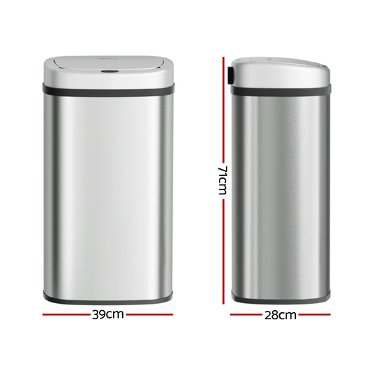 Devanti 60L Sensor Bin Motion Rubbish Automatic Silver SB-D-60-SS