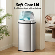 Devanti 60L Sensor Bin Motion Rubbish Automatic Silver SB-D-60-SS