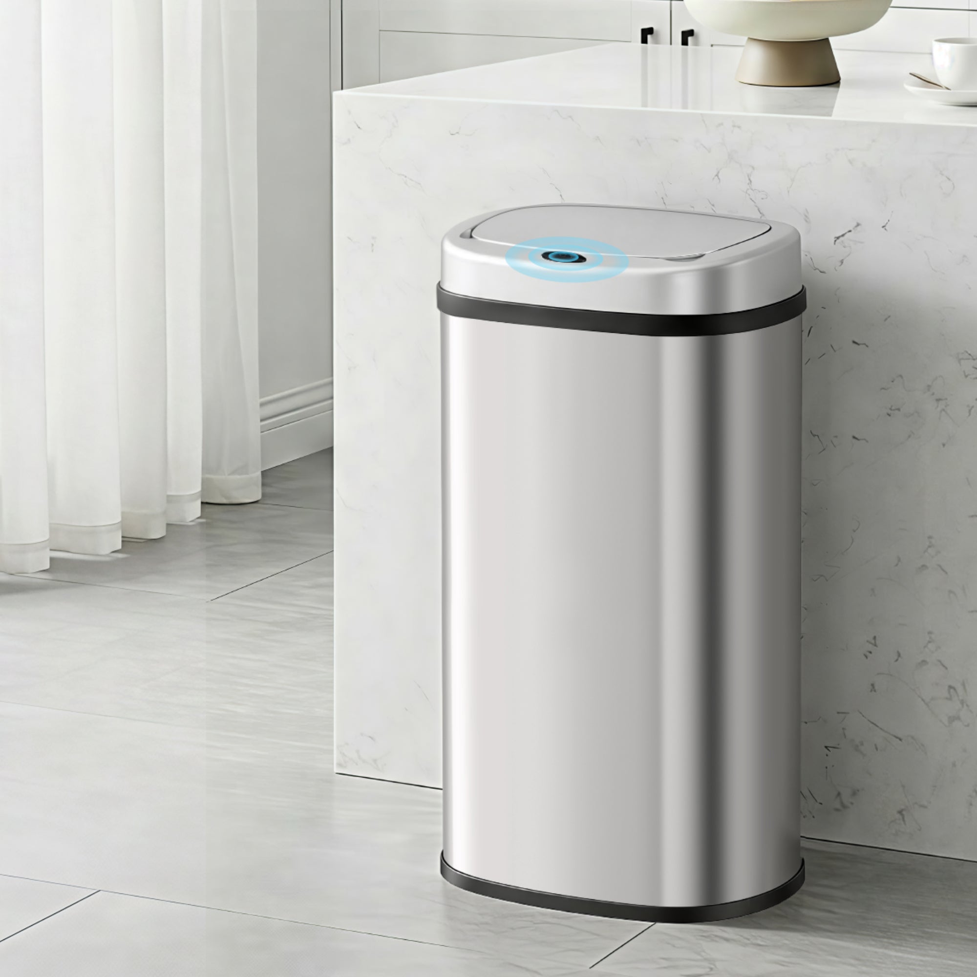Devanti 60L Sensor Bin Motion Rubbish Automatic Silver SB-D-60-SS