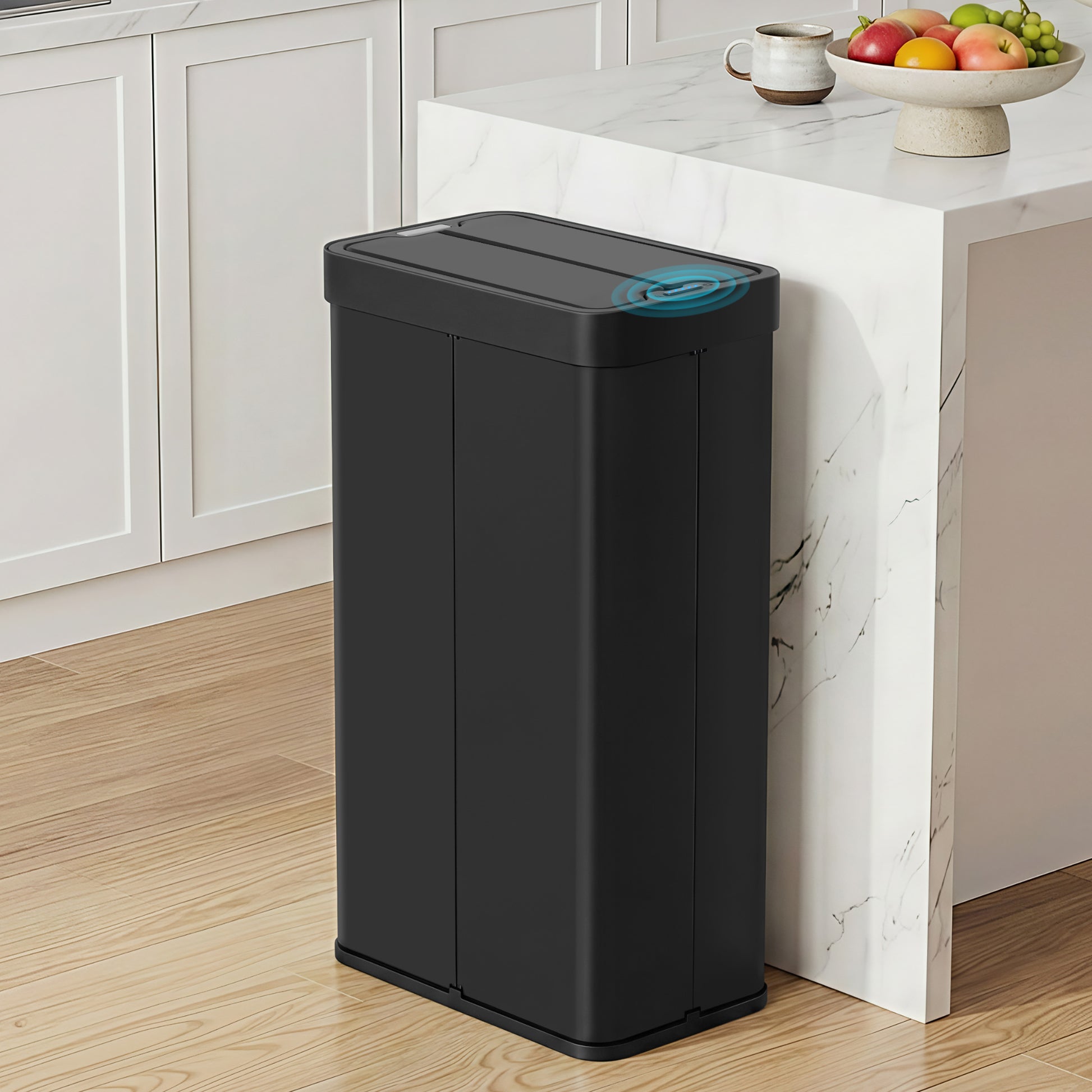 Devanti Rubbish Bin 70L Automatic Sensor Kitchen Bin, Slim Smart Garbage Can Touchless Rectangular with Liner SB-E-70L-BK