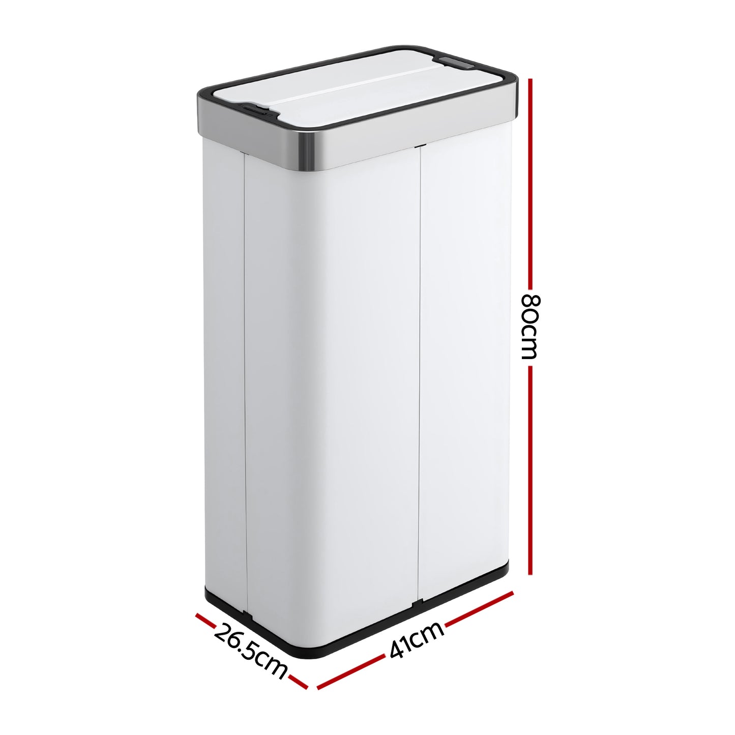 Devanti Rubbish Bin 70L Automatic Sensor Kitchen Bin, Slim Smart Garbage Can Touchless Rectangular with Liner SB-E-70L-WH