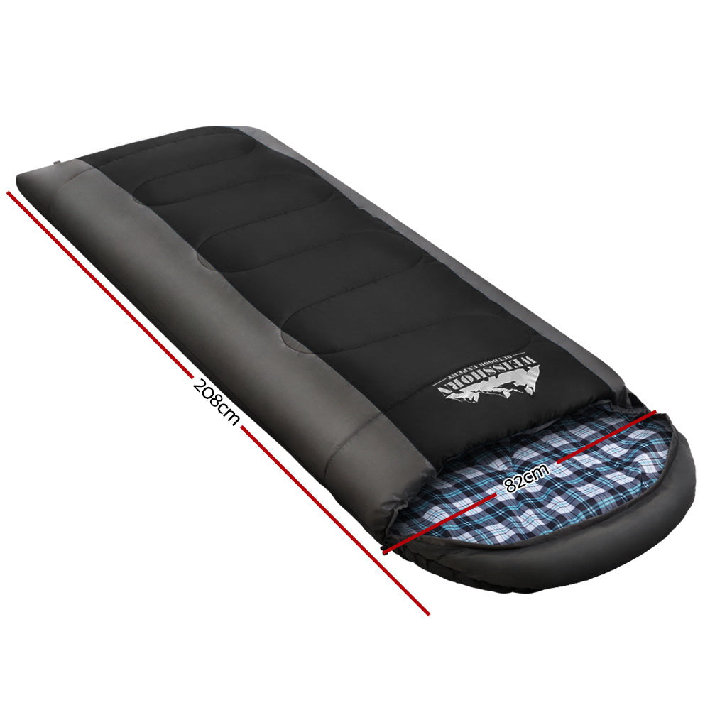 Weisshorn Sleeping Bag Single Thermal Camping Hiking Tent Black -20 degrees C SB-ENV-S-80-BK
