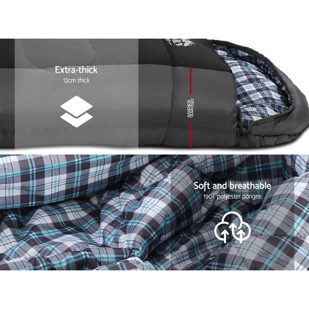 Weisshorn Sleeping Bag Single Thermal Camping Hiking Tent Black -20 degrees C SB-ENV-S-80-BK