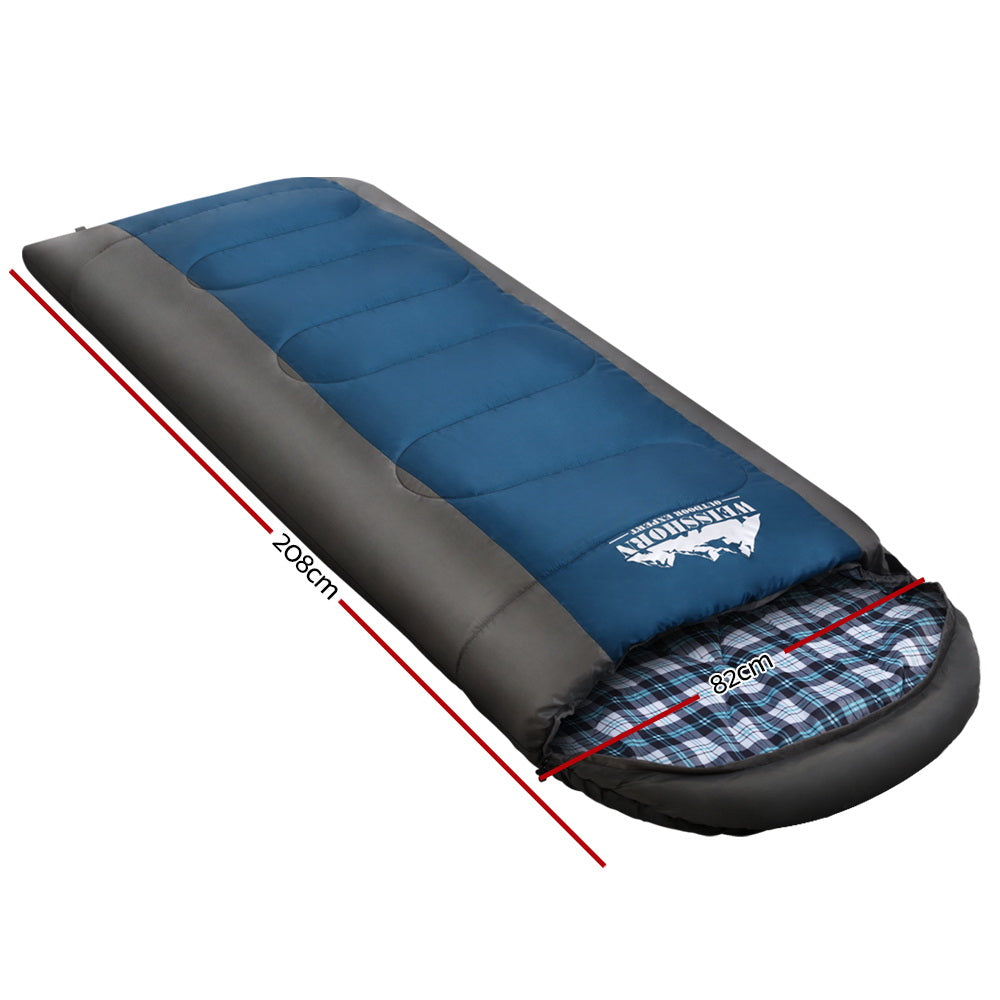 Weisshorn Sleeping Bag Single Thermal Camping Hiking Tent Blue -20 degrees C SB-ENV-S-80-NA