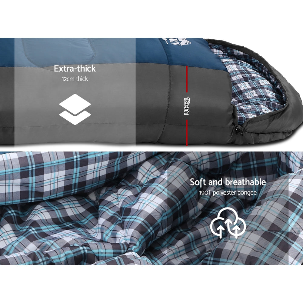 Weisshorn Sleeping Bag Single Thermal Camping Hiking Tent Blue -20 degrees C SB-ENV-S-80-NA