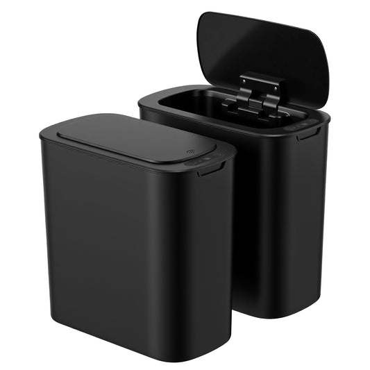 Devanti Automatic Trash Bin 2PCS with Lid 11L Motion Sensor Kitchen Bin Touchless Garbage Can Modern Black SB-F-11L-BKX2