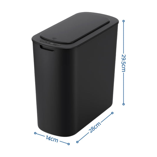 Devanti Automatic Trash Bin 2PCS with Lid 11L Motion Sensor Kitchen Bin Touchless Garbage Can Modern Black SB-F-11L-BKX2