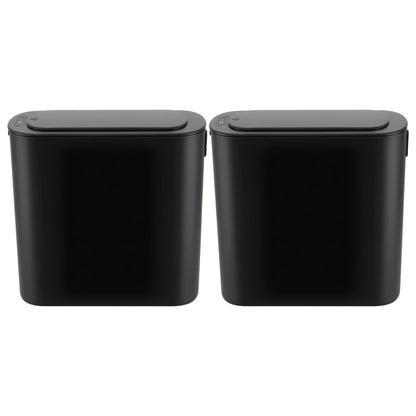 Devanti Automatic Trash Bin 2PCS with Lid 11L Motion Sensor Kitchen Bin Touchless Garbage Can Modern Black SB-F-11L-BKX2