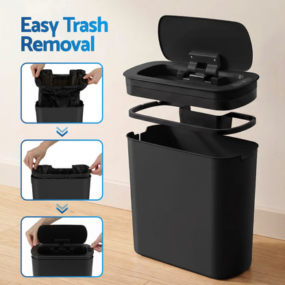 Devanti Automatic Trash Bin 2PCS with Lid 11L Motion Sensor Kitchen Bin Touchless Garbage Can Modern Black SB-F-11L-BKX2