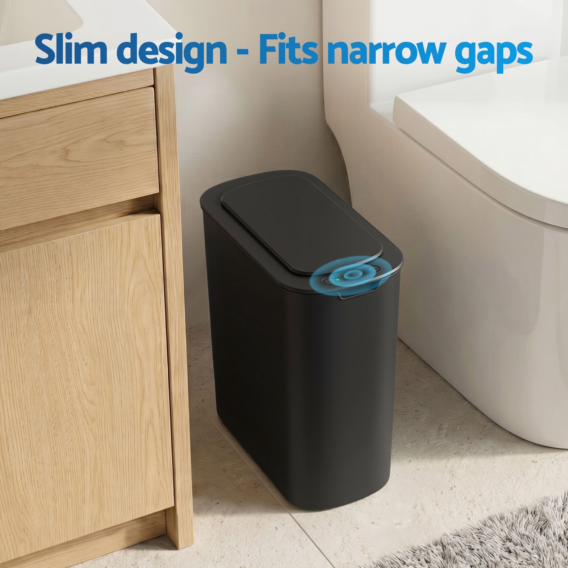 Devanti Automatic Trash Bin 2PCS with Lid 11L Motion Sensor Kitchen Bin Touchless Garbage Can Modern Black SB-F-11L-BKX2