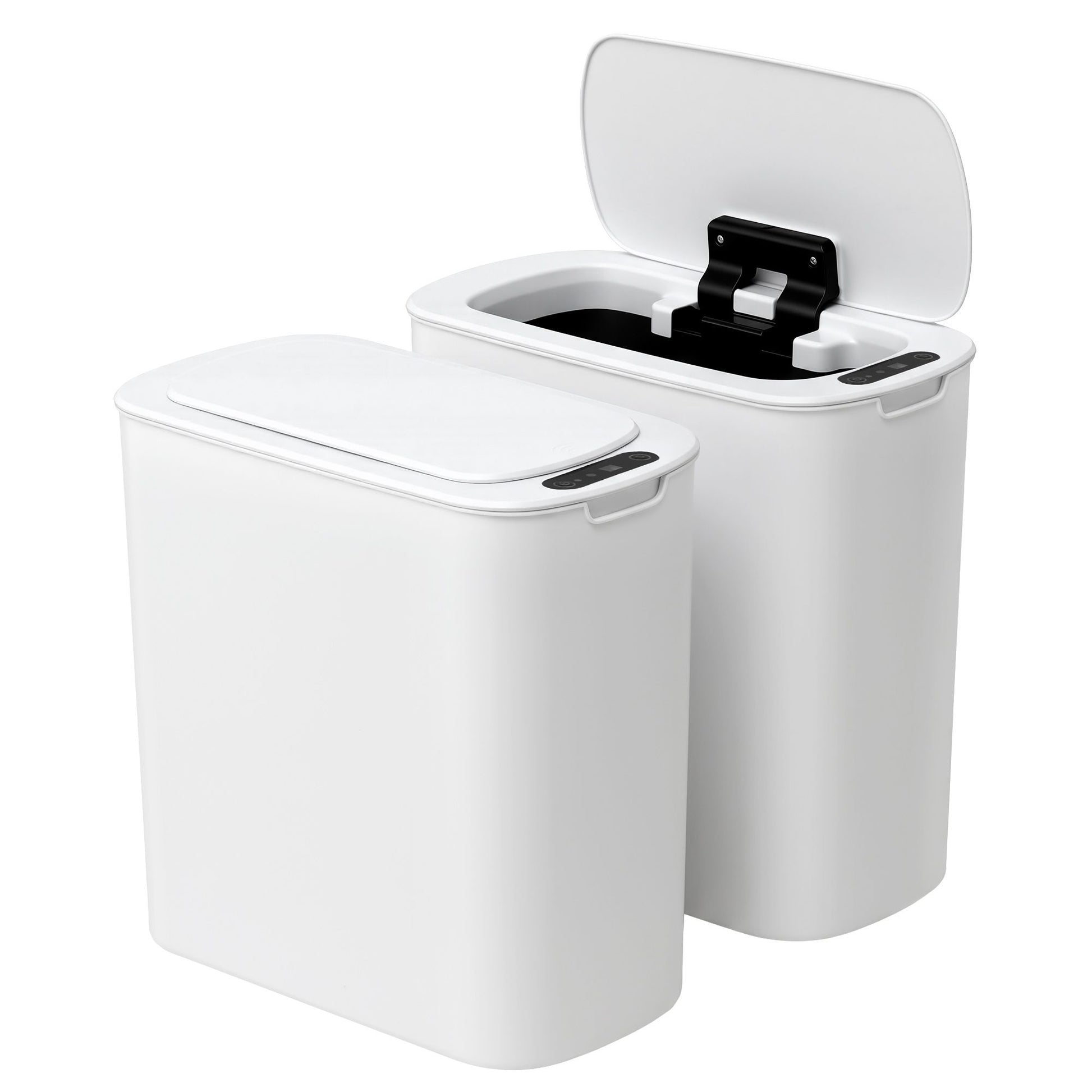 Devanti Automatic Trash Bin 2PCS with Lid 11L Motion Sensor Kitchen Bin Touchless Garbage Can Modern White SB-F-11L-WHX2