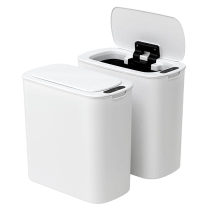 Devanti Automatic Trash Bin 2PCS with Lid 11L Motion Sensor Kitchen Bin Touchless Garbage Can Modern White SB-F-11L-WHX2