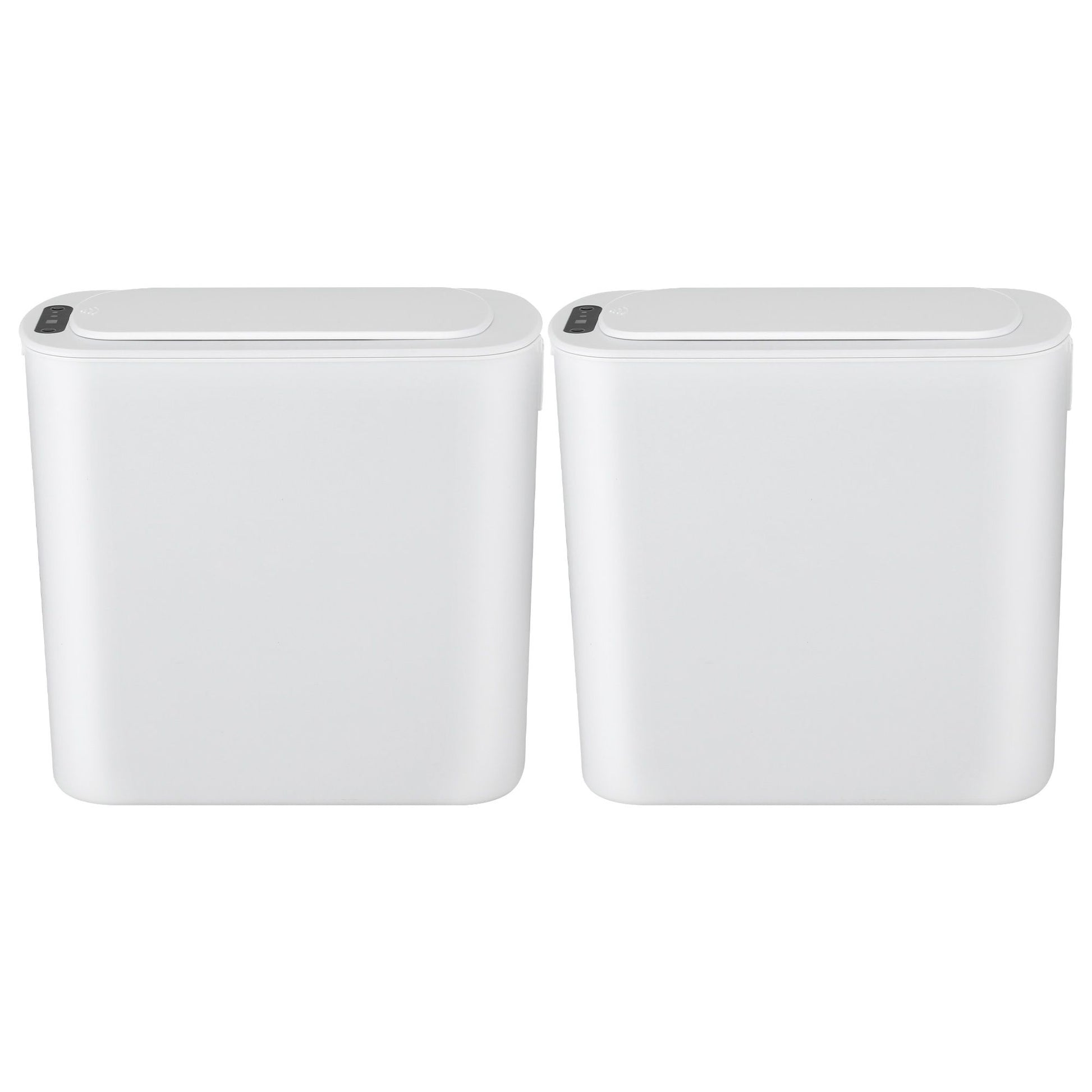 Devanti Automatic Trash Bin 2PCS with Lid 11L Motion Sensor Kitchen Bin Touchless Garbage Can Modern White SB-F-11L-WHX2