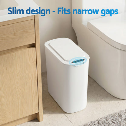 Devanti Automatic Trash Bin 2PCS with Lid 11L Motion Sensor Kitchen Bin Touchless Garbage Can Modern White SB-F-11L-WHX2