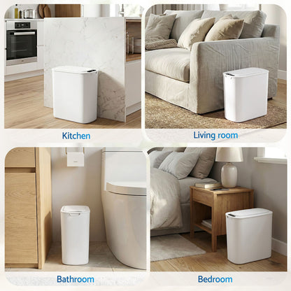 Devanti Automatic Trash Bin 2PCS with Lid 11L Motion Sensor Kitchen Bin Touchless Garbage Can Modern White SB-F-11L-WHX2