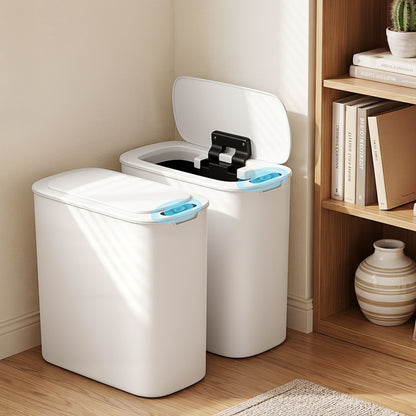 Devanti Automatic Trash Bin 2PCS with Lid 11L Motion Sensor Kitchen Bin Touchless Garbage Can Modern White SB-F-11L-WHX2