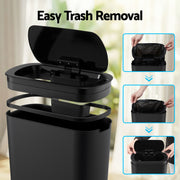 Devanti Automatic Trash Bin with Lid 21L Motion Sensor Kitchen Bin Touchless Garbage Can Modern Black Plastic SB-F-25L-BK