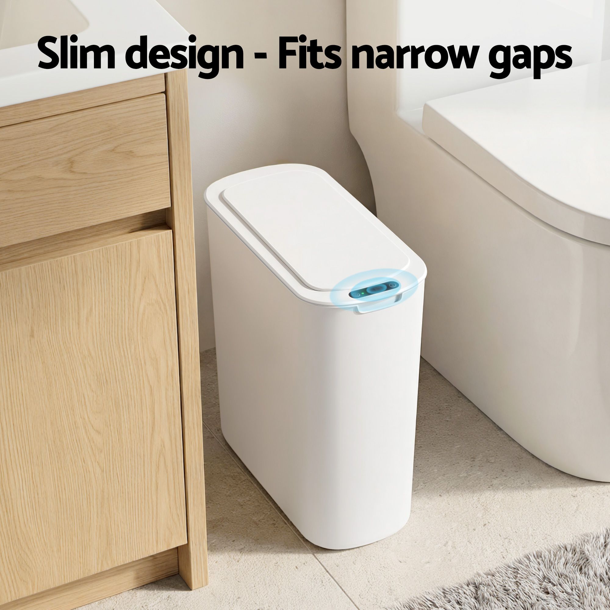 Devanti Automatic Trash Bin with Lid 21L Motion Sensor Kitchen Bin Touchless Garbage Can Plastic Slim Rubbish SB-F-25L-WH