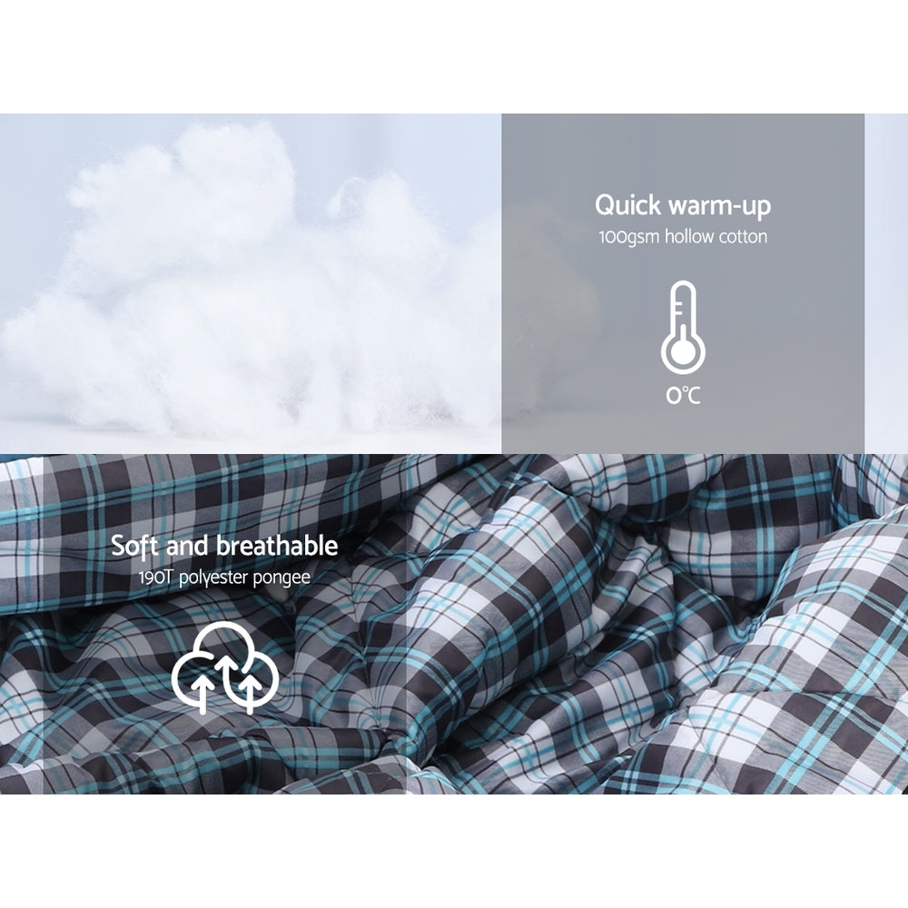 Weisshorn Sleeping Bag Single Thermal Camping Hiking Tent Grey 0&deg;C SB-MICRO-GR