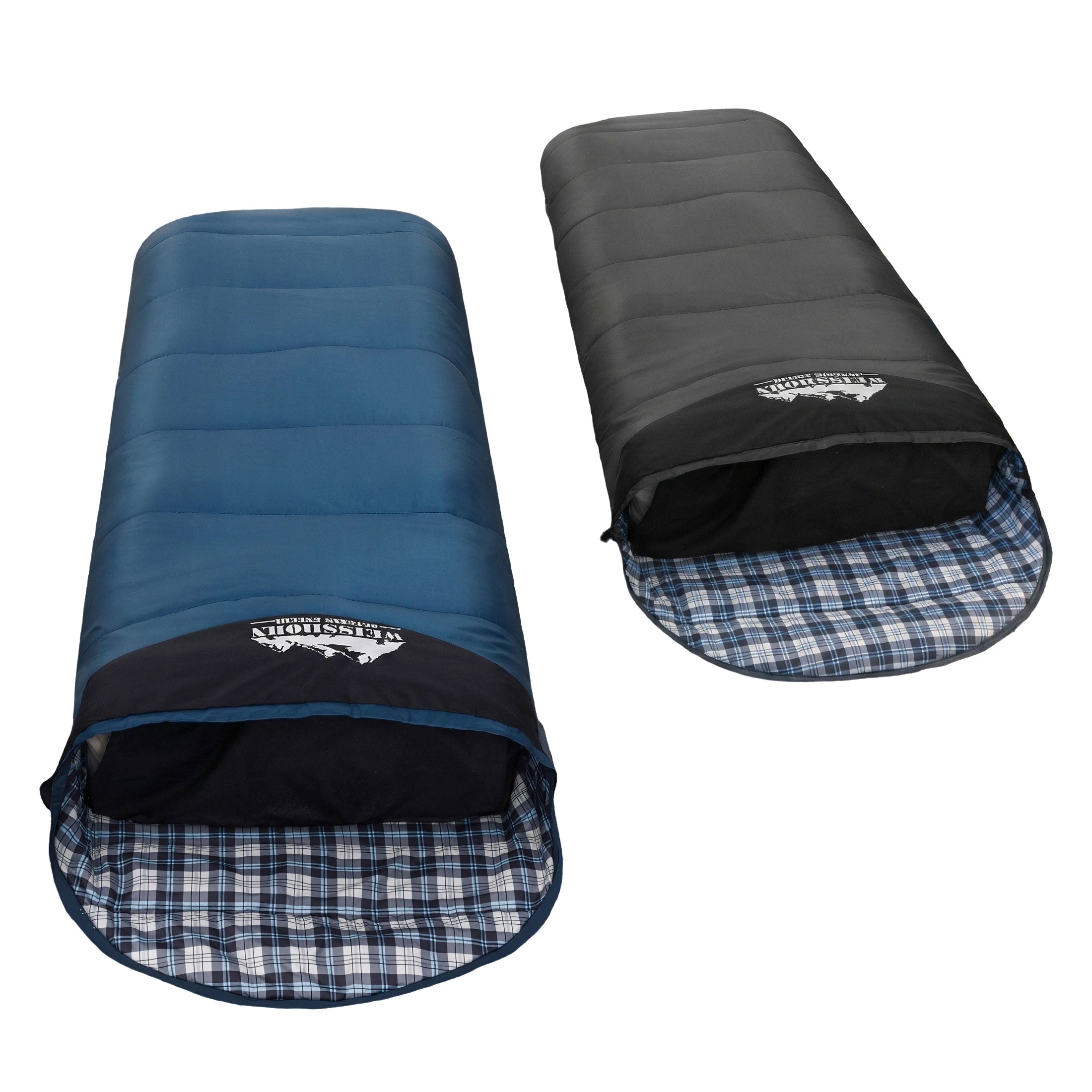Weisshorn Sleeping Bag Set of 2 Single Thermal Camping Hiking Tent 0 degrees C SB-MICRO-GRNA